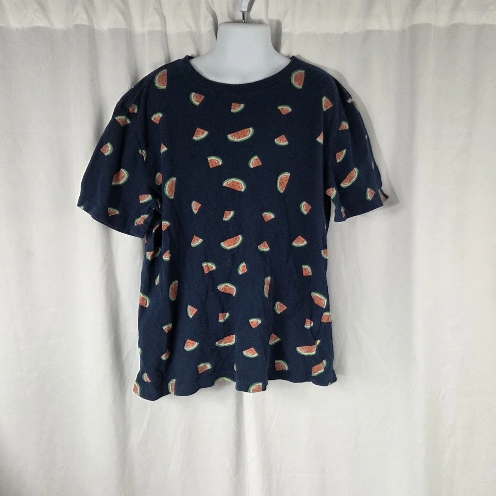 Old Navy Boys Size Large Short Sleeve  Graphic All Over Watermelon Print Blue